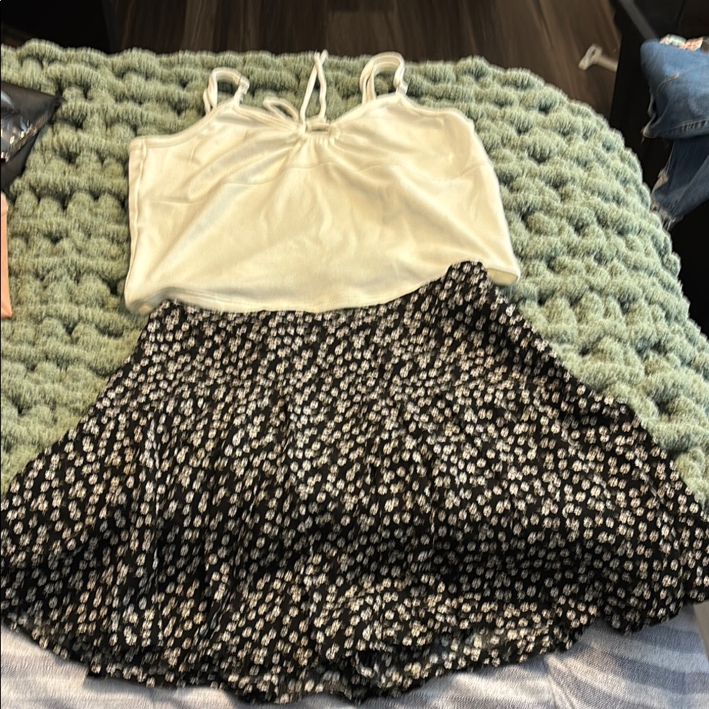 Hollister Floral Black Skirt with Gilly Hicks white top